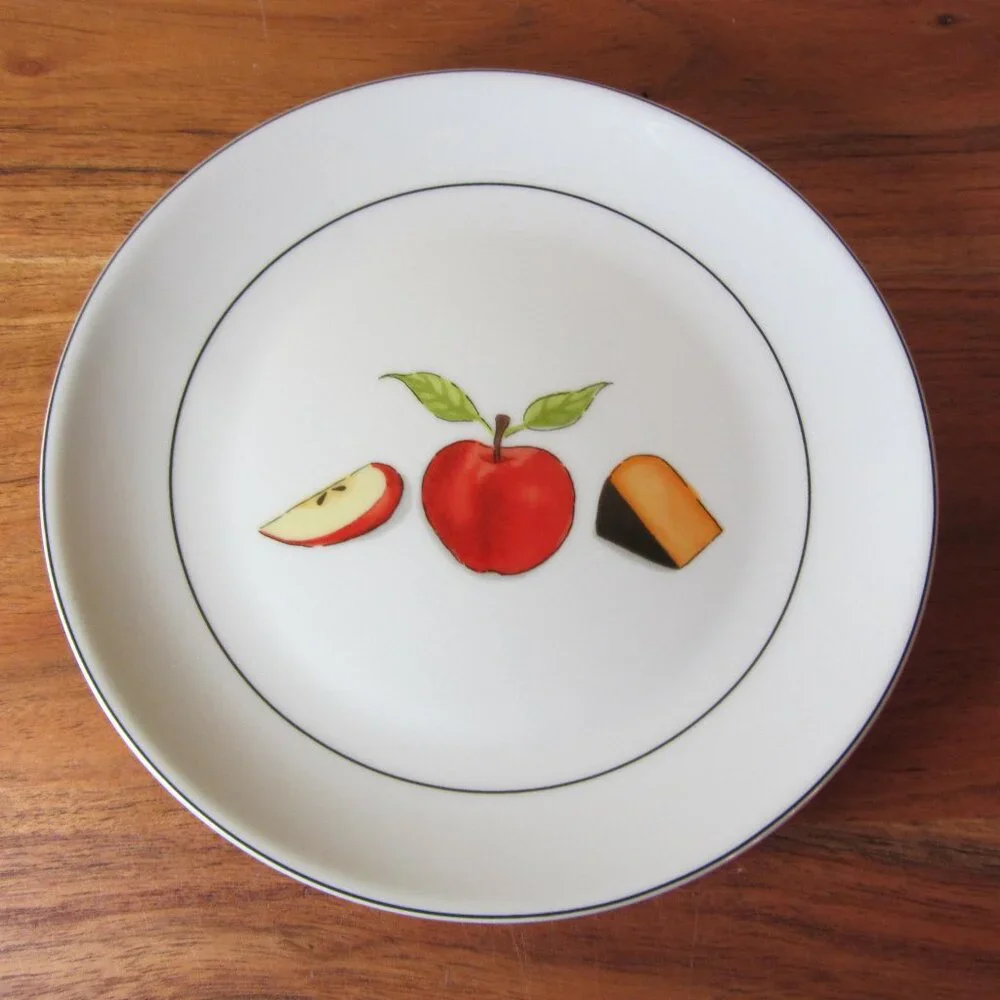 3 for $24 crate & barrel nancy green fruit fromage appetizer plate apple (W3971)